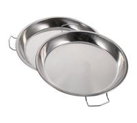 BESPORTBLE Vassoio Rotondo in Acciaio Inox 2 Pezzi, Piatto Compatto Multiuso Antiruggine per Alimenti e Pesce Fumante, per Ristoranti e Banchetti, Contenitore Resistente per Uso Domestico