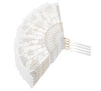 BESPORTBLE Ventaglio da Sposa in Pizzo Cinese Pieghevole Bianco Nappine Set da 4 Pezzi Ventilatore Portatile per Matrimoni Party e Danza Accessorio Tradizionale Elegante per Cerimonie