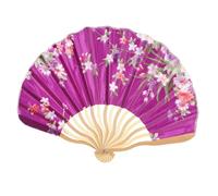BESPORTBLE Ventaglio Pieghevole Giapponese in bambù Vintage Motivo in Raso Viola, Ventilatore Decorativo Portatile per Feste, Animazione e Uso Quotidiano