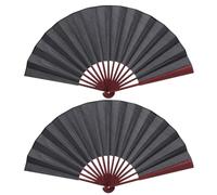 BESPORTBLE Ventaglio Pieghevole Portatile in bambù e Seta, Ventaglio Manuale Nero da Tenere in Mano, Set da 2 Pezzi per Decorazioni Fai da Te, Danza, Matrimoni e Viaggi