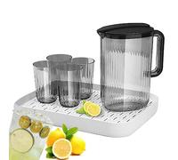 Besreey Contenitori per succhi con coperchi,Caraffe per acqua fredda per succo di frutta Bere - Set di tazze d'acqua con 4 tazze di succo trasparenti di grande capacità per tè, bevanda