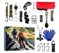 Besreey Kit Di Sopravvivenza Per Avvento,Calendario 'Avvento Con Attrezzi Essenziali Per Giovani | Forniture Portatili Regalo Natale Per Papà Nonno Famiglia Avventura Esterna