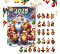 Besreey Ornamenti per polli per albero di Natale - 2D acrilico, ciondolo sospeso, 24 giorni, conto alla rovescia, calendario 2025, decorazione per albero di Natale, auto, specchio interno