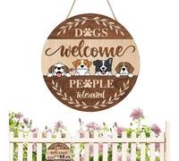 Besreey per porta con scritta "Dogs Welcome People Tolerated", adorabile decorazione per la porta del cane in stile cartone animato, divertente per gli amanti degli animali domestici, ornamento