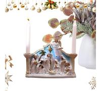 Besreey Portacandele Del Presepe,Statua Candeliere Natalizio per Feste | Ornamento Presepe in Resina per Interni Casa,Decorazioni Religiose
