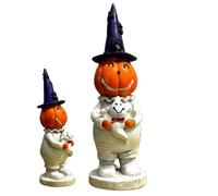 Besreey Scultura di zucche di Halloween - Statuette di zucche per Halloween e tutti i santi in interni ed esterni, decorazione divertente per le vacanze per cosplay, case infestate, soggiorno, camera