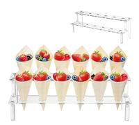 Besreey Supporto per cono gelato, 12 fori, supporto per sacchetti gelato in acrilico, supporto per sacchetti per cialde, supporto per gelato, supporto per gelato, 33 x 10 cm