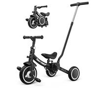 besrey Triciclo 7 in 1 con maniglia di scorrimento per bambini da 1 a 5 anni, ruota pieghevole, bicicletta per bambini con frizione, ruote più grandi, pedali rimovibili, sedile regolabile in altezza