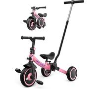 besrey Triciclo per bambini 5 in 1 a partire da 1 anni a 5 anni (rosa con asta di spinta)
