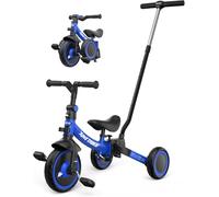 besrey Triciclo per Bambini 5-in-1 con Maniglia di Spinta per il Genitore a 5 Altezza per 1-5 Anni, Triciclo per Bambini Pieghevole, Bici per Bambini con Frizione a Ruota, Ruote Più Grandi, blu