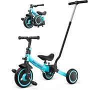 besrey Triciclo per Bambini 5-in-1 con Maniglia di Spinta per il Genitore a 5 Altezza per 1-5 Anni, Triciclo per Bambini Pieghevole, Bici per Bambini con Frizione a Ruota, Ruote Più Grandi, verde