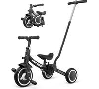 besrey Triciclo per Bambini 5-in-1 con Maniglia di Spinta per il Genitore a 5 Altezza per 1-5 Anni, Triciclo per Bambini Pieghevole, Bici per Bambini con Frizione a Ruota, Ruote Più Grandi, nero