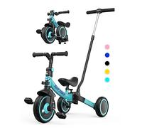 besrey Triciclo per Bambini 5-in-1 con Maniglia di Spinta per il Genitore a 5 Altezza per 1-5 Anni, Triciclo per Bambini Pieghevole, Bici per Bambini con Frizione a Ruota, Ruote Più Grandi, verde