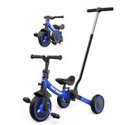besrey Triciclo per Bambini 5-in-1 con Maniglia di Spinta per il Genitore a 5 Altezza per 1-5 Anni, Triciclo per Bambini Pieghevole, Bici per Bambini con Frizione a Ruota, Ruote Più Grandi, blu