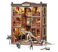 Besserite Book Nook Kit con Fossili Dinosauri e Luci LED, Puzzle 3D Legno Libreria, Kit Modellismo Legno per Adulti, Diorama Miniatura Fai da te - Regalo e Decorazioni Libreria