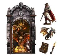 Besserite Mini DIY Book Nook Kit - Drago e Tesoro Nascosto, Puzzle 3D Legno Libreria per Adulti, Kit Modellismo Diorama con Luci LED Touch, Miniatura Fai da te per Decorazioni Libreria, Regalo Fantasy