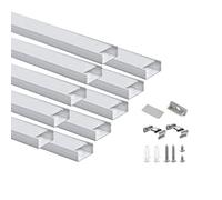 Besseto Profili LED in alluminio, 10 pezzi, 1 m, 1 m, canale diffusore di luci a LED, profilo in alluminio per striscia LED con coperchio diffusore latteo, tappi terminali e clip