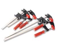 BESSEY GSCC4PK-C Set di morsetti per la lavorazione del legno, stile F con manico in legno, cuscinetti sostituibili, 5,1 x 15,2 cm e 5,1 x 30,5 cm, 272,2 kg, rosso/nero/argento