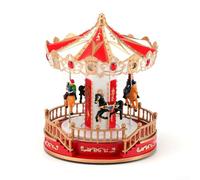 Besshepplo Carillon a giostra natalizia illuminata, ornamento con USB o alimentazione a batteria, tre modalità di illuminazione musicale, accessorio decorativo per bambini e casa vacanza