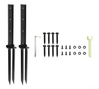 Besshepplo Kit di ancoraggio per recinzioni più spesse per pali in legno, graticcio nero, 80 cm, design ramificato stabile, facile da installare, resistente alla ruggine, per esterni (2 pezzi)