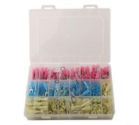 Besshepplo Kit di connettori termorestringenti per cavi a crimpare, assortimento di anelli a forcella, giunzioni per AWG 22-16 16-14 12-10 rosso blu giallo rame PE alloggiamento impermeabile marine