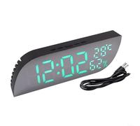 Besshepplo Orologio elettronico compatto con display a specchio, retroilluminazione a LED, monitor temperatura e umidità, funzione di allarme, regolazione della luminosità a due livelli, USB o a