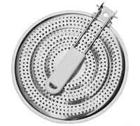 Besshepplo Piastra diffusore di calore in acciaio inox per stufe a gas ed elettriche con manico pieghevole per evitare bruciature e screpolature, distribuzione uniforme del calore, riduttore di fiamma