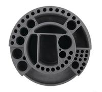 Besshepplo Porta attrezzi in plastica per la costruzione di mosche, multi griglia, per accessori da pesca a mosca, scrivania compatta, grigio, 20 x 20 x 9 cm