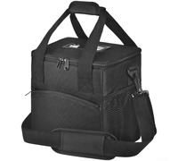 Besshepplo Portabevande isolato per bevande calde e fredde, portatile, pieghevole, con base a prova di perdite e cinghia regolabile, per viaggi, consegne, ufficio, nero, 58 x 58 cm