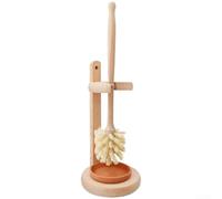Besshepplo Spazzola per la pulizia del WC extra lunga da 35,5 cm, con setole di canapa resistenti e supporto in legno di faggio, per la pulizia profonda di WC, lavandini e vasche, accessori da bagno