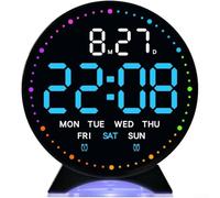 Besshepplo Sveglia a LED 2 in 1 e luce notturna con funzione di oscuramento automatico, display ad alta definizione per ora e data, alimentata tramite USB, decorazione da scrivania per camera da letto