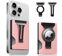 BESSIO Portafoglio magnetico per telefono compatibile con Apple MagSafe, porta carte in metallo con supporto AirTag, blocco RFID e fermasoldi, per iPhone 16, 15, 14, 13, 12 Pro Max/Pro/Plus/Mini, rosa