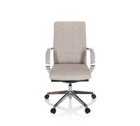 HJH Office 601007 Sedia professionale per ufficio BESSONA Tessuto Beige Sedia girevole di design con braccioli, profondità di seduta regolabile, ergonomica