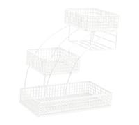 BESSTUUP Cesta A Tre Livelli In Ferro Per La Sala Da Pranzo E Per La,Bianco | la rete ventilata mantiene i prodotti freschi, contiene verdure, pane e snack, aspetto moderno a strati, telaio in ferro