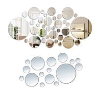 Bessy shop Specchi Rotondi Autoadesivi,32 pezzi Specchio Adesivo Deco Decalcomania Autoadesiva a Specchio Cerchio Specchio Adesivo Parete Specchio Decal Casa Decorazione