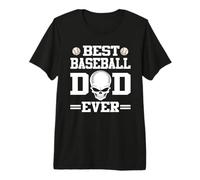 Best Baseball Dad Ever Skull Player Funny Fathers Day Maglietta Premium