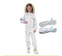 Best Bee Tuta da apicoltore per bambini (110 cm) in tessuto spesso e cotone di alta qualità, con cerniera robusta, guanti in pelle, tasche per abbigliamento anti-api, abbigliamento per apicoltura 4XS