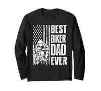 Best Biker Dad Ever Motocrycle American Flag for Daddy Maglia a Manica