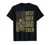 Best Biker Dad Ever Motocrycle American Flag for Daddy Maglietta