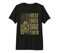 Best Biker Dad Ever Motocrycle American Flag for Daddy Maglietta Premium