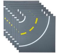 Best Blocks - set di 8 basi impilabili a tema strada dai 4 anni in su - 25,5 x 25,5 cm - compatibile con tutte le principali marche - 4 pezzi con manto stradale dritto e 4 curve