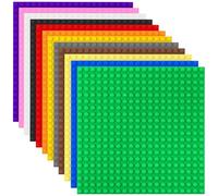 Best Blocks - set di basi impilabili dai 4 anni in su - 25,5 x 25,5 cm - compatibile con tutte le principali marche - 12 pezzi - arcobaleno