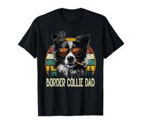 Best Border Collie Dog Dad Ever Vintage Festa del papà Maglietta
