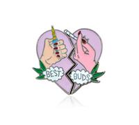 Best Buds Spilla Spilla Best Friends Cannabis Pot Corrispondenza Cuore Spille Risvolto Distintivo Amicizia Regalo di Compleanno Beautiful Design