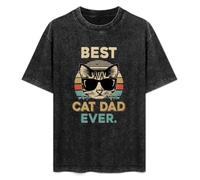 Best Cat Dad Ever Cat Daddy Father T-Shirt Printed Tee Graphic Top for Men Black Shirt XL