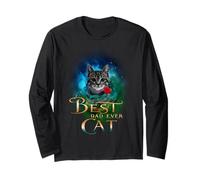Best Cat Dad Ever Funny Kitten Tabby Cat for Fathers Day Maglia a Manica