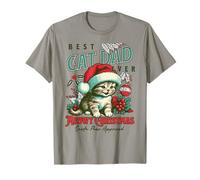 Best Cat Dad Ever Meowy Natale Divertente Vacanza Amante dei Gatti Maglietta