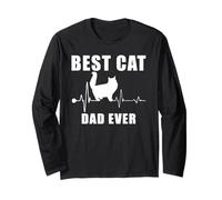 Best Cat Dad Ever Persian Cat Heartbeat Kitten Lover Maglia a Manica