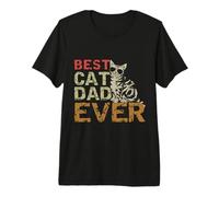 Best Cat Dad Ever Retro Style Funny Cat Daddy Lover Gift Maglietta Premium