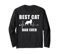 Best Cat Dad Ever Siamese Cat Heartbeat Kitten Lover Maglia a Manica
